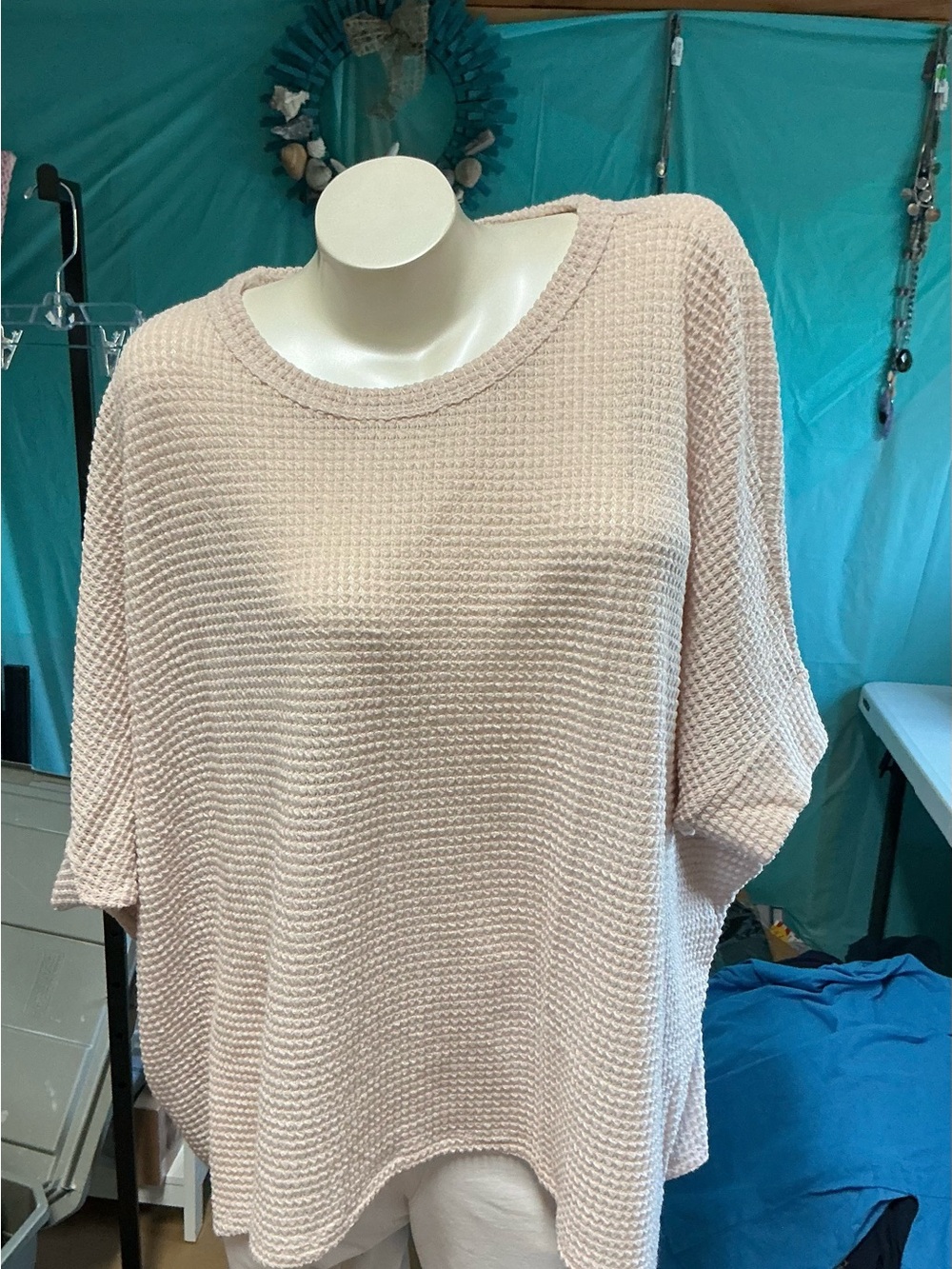 ANDREE BY UNIT Blush Waffle Knit Crewneck Tunic